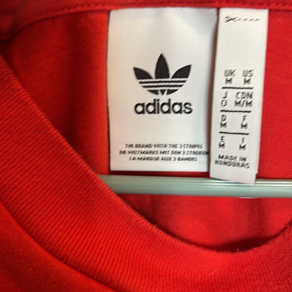 Red Mens Oversized Trefoil Shirt Size M - Picture 3 of 3